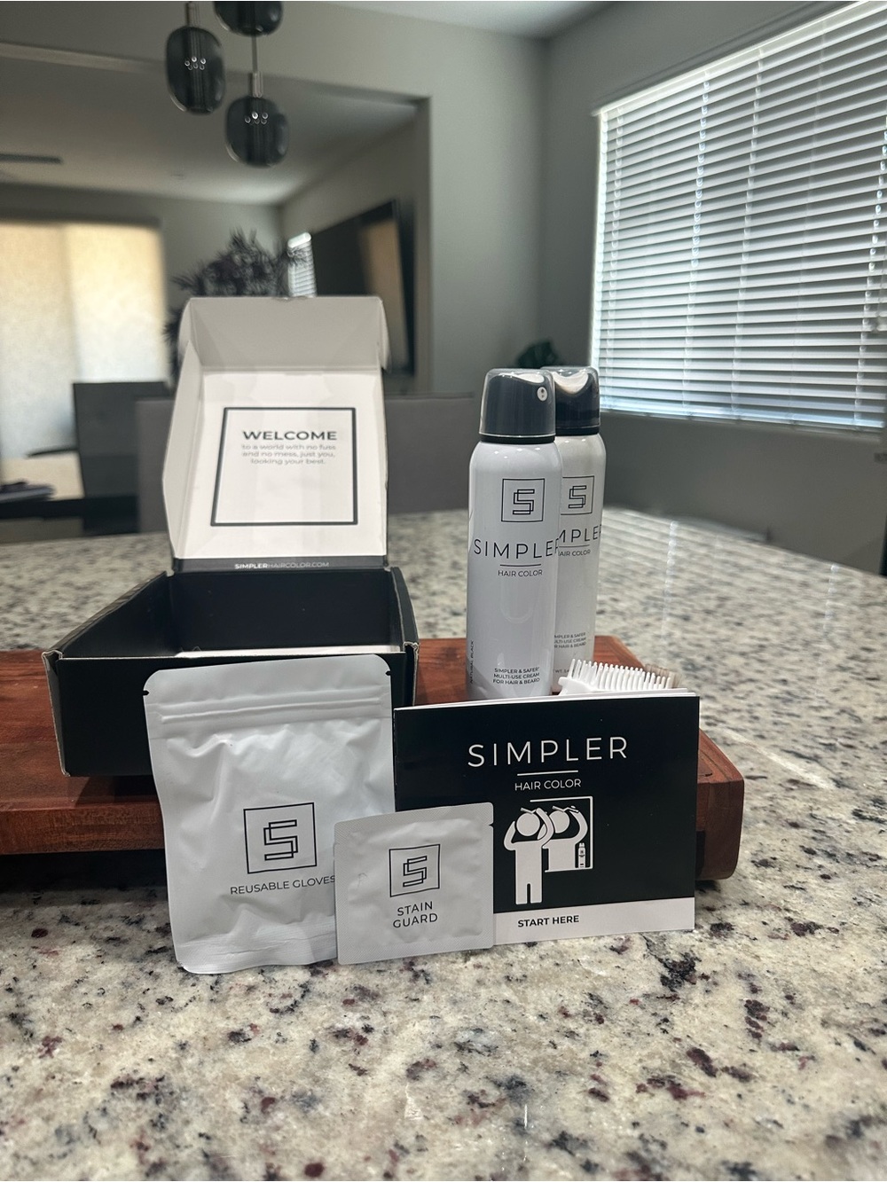 SIMPLER Hair Color Kit Full Coverage - Natural Black Box + Brush Dye Kit